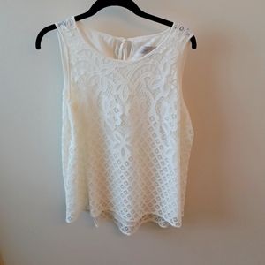 Loft brand lacey sleeveless top.  Size Medium.   Creamy white.